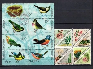 Albania Topic Bird Cactus Triangle 2 diff Block of 8 Used / CTO Lot#b3012 - Picture 1 of 1