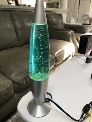 "Lámpara estilo lava 16"" de colección con movimiento brillante luz blanco cristal transparente KL-219 2001 Y2K" Foto 1 de 4