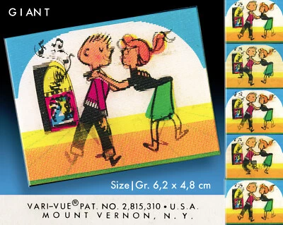 VARI VUE - USA 1 x VARI VUE GIANT KAUGUMMI SAMMEL WACKELBILD RARITÄT USA 1960er LENTICULAR