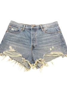 Jessica Simpson Hug Me Jean Bootie Shorts Button Fly Frayed Hem Size 30 - Picture 1 of 4