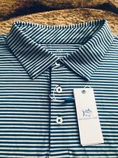 Southern Tide BRRR Active Golf Polo Shirt Mens 2XL Striped Blue Gray NWT $108.00
