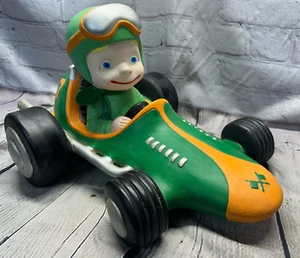 Vintage Atlantic Form groß Keramik grün Junge Rennwagen Derby handbemalt 70er Fig - Bild 1 von 22