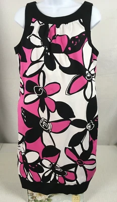 Vestido para mujer AGB talla 14 blanco rosa negro cremallera trasera sin mangas forrado bolsillos laterales Foto 1 de 4