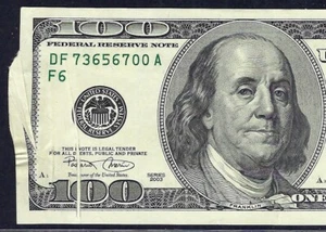 🇺🇸 ERROR 2003 $100 ♚♚GUTTER FOLDS ON FACE AND BACK♚♚ PCGS CH ABOUT NEW 58 PPQ - Picture 1 of 3