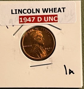 Wahl Stempelglanz 1947 D Lincoln Wheat Cent Stempelglanz/Unc - Bild 1 von 3