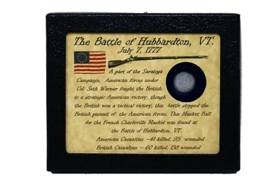 The Battle of Hubbardton, VT Revolutionary War Bullet en vitrina y certificado de autenticidad Foto 1 de 3