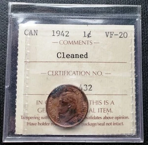 1942 Canada Small Cent Coin ***ICCS Graded VF-20*** - Picture 1 of 2