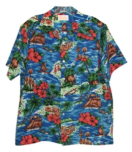 Vintage Sears Kings Road Men’s Store Aloha Hawaiian Graphic Shirt Mens Size Med - Picture 1 of 8