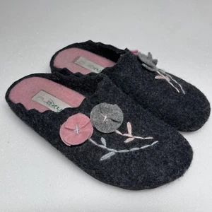 Flexus by Spring Step Flower Gray Wool Slipper Women 7.5 EU 38 Clog Shoe Cottage - Picture 1 of 10