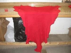 Red Suede Deer Leather Deer Skin Crafts # 0006456 Row 113 - Picture 1 of 4