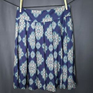 Ann Taylor Women Skirt Size 2 Blue Pleated Flare Fully Lined Above Knee Side Zip