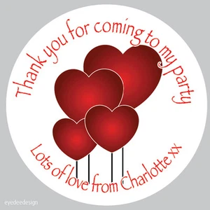 Personalised Love Hearts 37mm Stickers Birthday Party Thank You Seals -042 - Picture 1 of 1