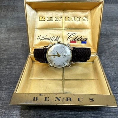 Reloj para Correr Benrus 17j Oro Sólido 14k Raro De Colección con Caja Original Foto 1 de 4