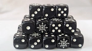 20 X Chaos Symbol D6 Dice 16mm Ideal For Warhammer And Other Table Top Games - Picture 1 of 1