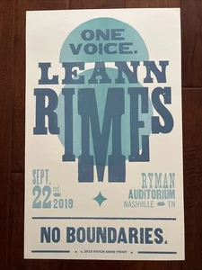 Hatch Show Print Leann Rimes No Boundaries One Voice Ryman Auditorium 9.22. 2019 - Bild 1 von 4