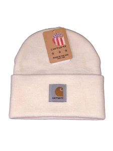 Cappello berretto Carhartt Beanie bianco sporco maglia skater abbigliamento da lavoro logo acrilico taglia unica NUOVO - Foto 1 di 3
