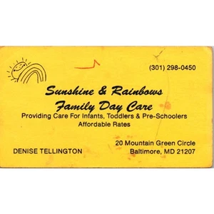 Tarjeta Sunshine & Rainbows Family Day Care Denise Tellington Baltimore MD STB7-BC2 - Imagen 1 de 2