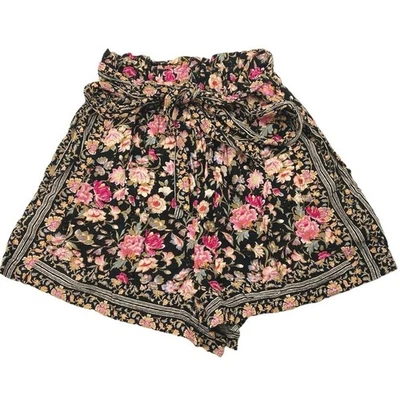 American Eagle Outfitters Multicolor Floral Print Tie Waist Paperbag Shorts Sz S - Image 1 of 4