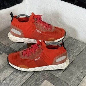 Scarpe da ginnastica casual Boss Ttnm Evo UK 9 rosse in maglia tomaia bordo scamosciato sport genio - Foto 1 di 24