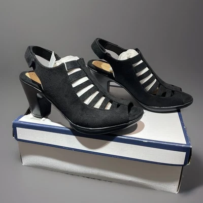 Croft & Barrow Gamuza Talla 7M Shay Ortholite Enjaulado Tacón Alto Negro Cojín Pie Nuevo en Caja Foto 1 de 4