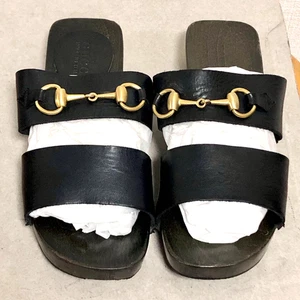 Gucci Horsebit Sandals Studs Modern Women US Size 7 Black Ladies Shoes Japan F/S - Picture 1 of 10