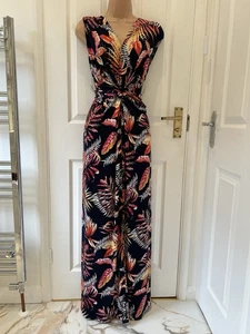 DEEP BLUE FLORAL SUMMER HOLIDAY/PARTY/OCCASION MAXI DRESS by ROMAN size 18 - Picture 1 of 6