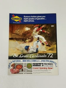 SCORECARD VINTAGE 1972 ST. LOUIS CARDINALS vs HOUSTON ASTROS, LOU BROCK - Foto 1 di 2