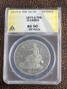 1875-S Dollaro commerciale AU50 dettagli, bella moneta, spedizione gratuita - Foto 1 di 2