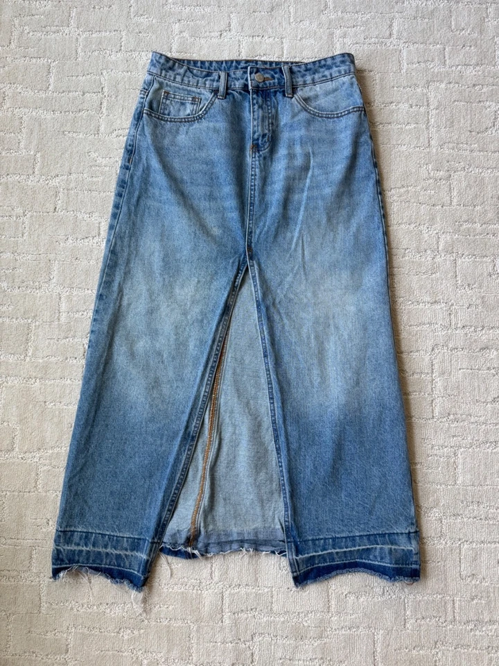 Falda vaquera BDG Urban Outfitters midi azul denim para mujer M recta abertura mandi Foto 1 de 4
