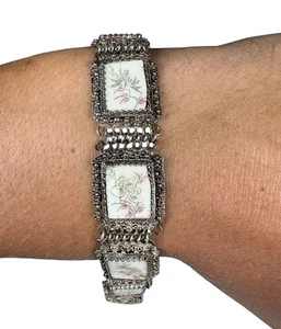 Antique Chinese Sterling Silver Engraved Bracelet Unmarked Qing - Picture 1 of 10