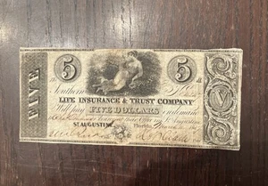 SOUTHERN LIFE INSURANCE & TRUST COMPANY FIVE DOLLAR NOTE MARCH 4, 1837 NO. 4847 - Picture 1 of 6