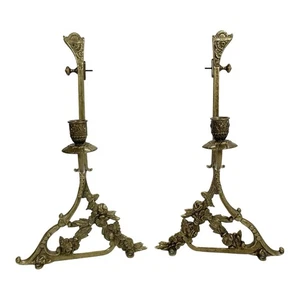 Vintage Solid Brass Art Nouveau Mirror Shelf Wall Candle Holder Hanging Brackets - Picture 1 of 8