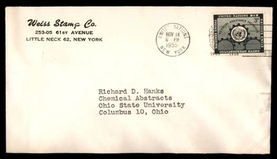 Mayfairstamps Naciones Unidas 1955 sello blanco a Columbus OH cubierta aau_89909 Foto 1 de 2