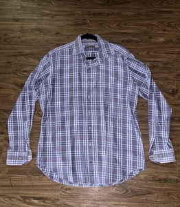 Camisa Peter Millar Para Hombre Grande Púrpura A Cuadros Abotonada Manga Larga Algodón Informal - Imagen 1 de 4