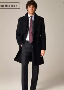 J.Crew Mens $598 Rivington double-breasted topcoat in wool blend Navy 44L CB615 - Picture 1 of 10