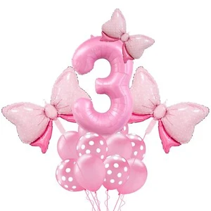 Pink Birthday Balloons Bow Balloons Number 3 Balloon 40 Inch 3 Balloon Number... - Picture 1 of 7