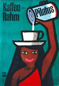 Original vintage poster PILATUS COFFEE GIRL 1959 Piatti - Picture 1 of 1