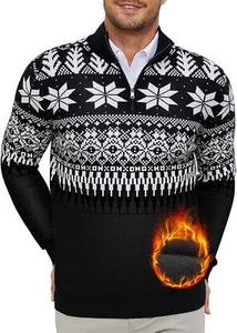 SIMIYA Men Pullover Sweater Quarter Zip Sweaters Mock Neck Mens Sweater Long Sle - Picture 1 of 10