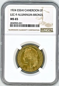 Cameroon - 1924(a) 2Fr KM#2 NGC MS65 - Picture 1 of 2