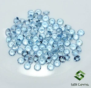 Natural Aguamarina Corte Redondo 2.40MM Lote 50 Piezas Calibrado Suelto Gemas - Picture 1 of 6