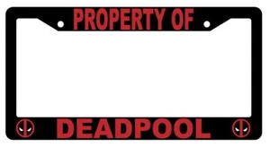 Property Of Deadpool Black Plastic License Plate Frame DC - Photo 1 sur 1