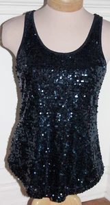 The Gap Dark Navy Blue sequin tank top sleeves layer small SEXY ladies sparkle - Picture 1 of 12
