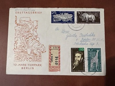 DDR GERMANY FDC 1965 REGISTERED COVER The 10th Anniversary of the Zoo in Berlin - Image 1 of 2