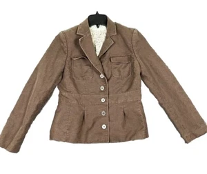 Chaqueta de mezclilla Banana Republic para mujer 8 marrón abotonada mangas largas solapa de muesca - Imagen 1 de 18