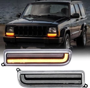 2X For 1997-2001 Jeep Cherokee XJ LED Front Corner Turn Signal DRL Parking Light - Picture 1 of 18