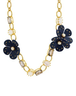 Kate Spade New York blooming bling leather blue flower necklace NWT - Image 1 of 3