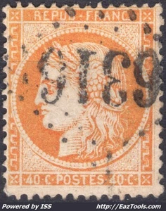 FRANCE N° 38 AVEC OBLITERATION GC 6316 LYON LES TERREAUX RHONE - Picture 1 of 2