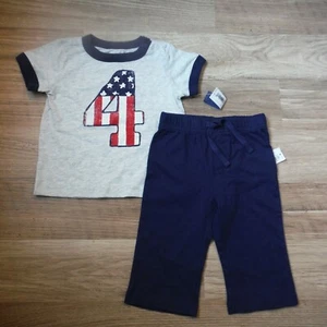 2 piece set Old Navy Baby boys 3-6 monts 4th of July T-shirt & blue pants new - Picture 1 of 4