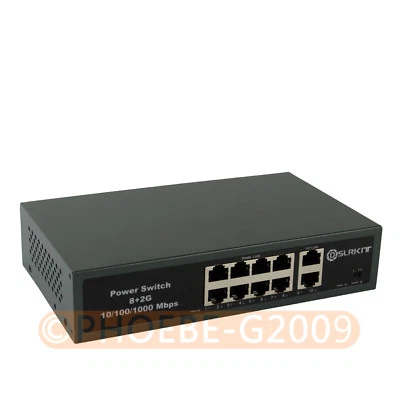 DSLRKIT 2 Gigabit 8 PoE Switch Injector 52V 2.3A 120W Ethernet 1000Mbps 250meter - Image 1 of 4