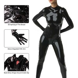 Glossy Latex Amine Catsuit Whole Body Zipper Rubber Bodysuit Club Wear Costume - Picture 1 of 11